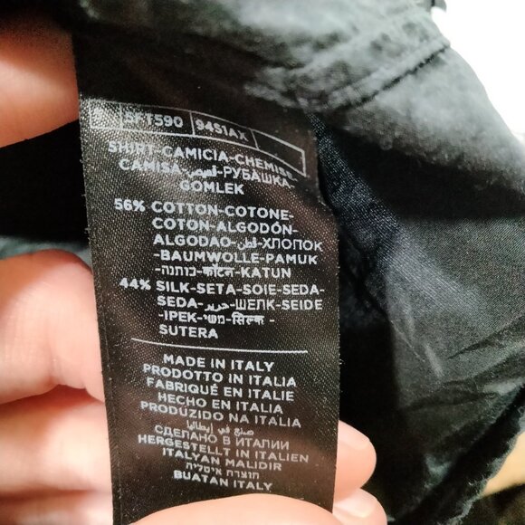 Tom Ford Mens Silk Cotton Blend Satin Button-Up Shirt Size 42 Black - Picture 8 of 9